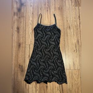 California Concepts Black and Silver crochet mini dress